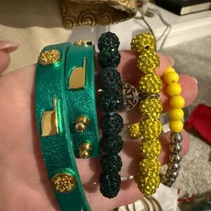 Rustic Cuff Colorful Beaded and Leather Bracelet Set